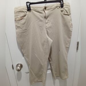Coldwater Creek Plus Size 18 Tan Capris Pants 20.5" Inseam